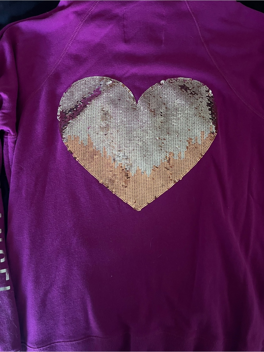 Victoria's Secret PINK Purple Bomber Jacket with Reversible Sequin Heart